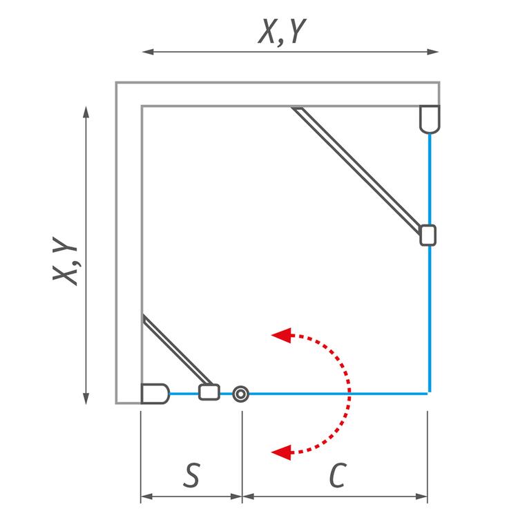 Obdélníkový sprchový kout Stříbro+Transparent – Roth TB/900+TDO1/1200