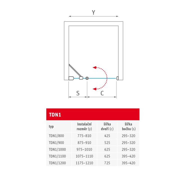 Sprchové dveře 120×201 stříbrná – Roth TDN1 726-1200000-01-02