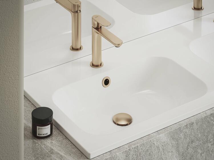 Krytka přepadu pro umyvadlo, růžové zlato kartáčované