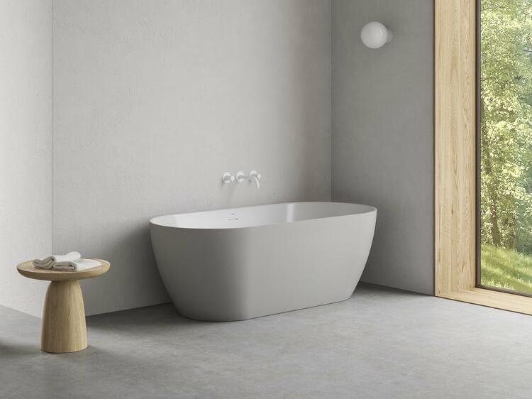 Vana Freedom O Tec 170x77 volně stojící, Smoke Grey/bílá, krytka odtoku bílá