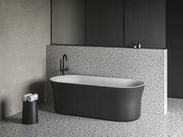 Vana Ypsilon 180x80, volně stojící, černá/bílá, krytka odtoku černá/bílá/chrom | Více -