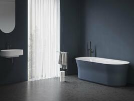 Vana Ypsilon 180x80, volně stojící, Deepsea Blue/bílá, krytka odtoku bílá | Více -