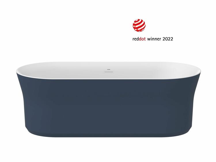 Vana Ypsilon 180x80, volně stojící, Deepsea Blue/bílá, krytka odtoku bílá