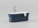 Vana Ypsilon 180x80, volně stojící, Deepsea Blue/bílá, krytka odtoku bílá