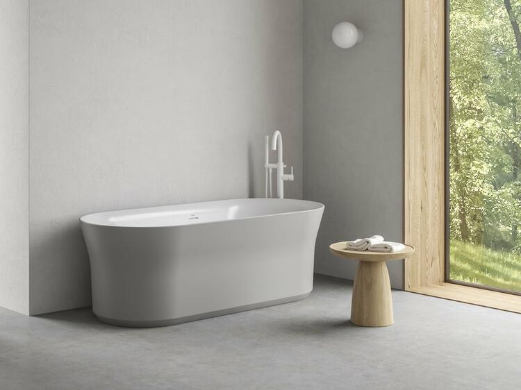 Vana Ypsilon 180x80, volně stojící, Smoke Grey/bílá, krytka odtoku bílá/černá/chrom