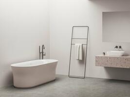 Vana Ypsilon 180x80, volně stojící, Alabaster Pink/bílá, krytka odtoku bílá/černá/chrom | Více -