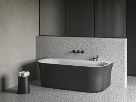 Vana Ypsilon Wall 178x86, volně stojící, černá/bílá, krytka odtoku černá/bílá/chrom | Více -