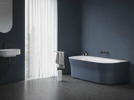 Vana Ypsilon Wall 178x86, volně stojící, Deepsea Blue/bílá, krytka odtoku bílá | Více -