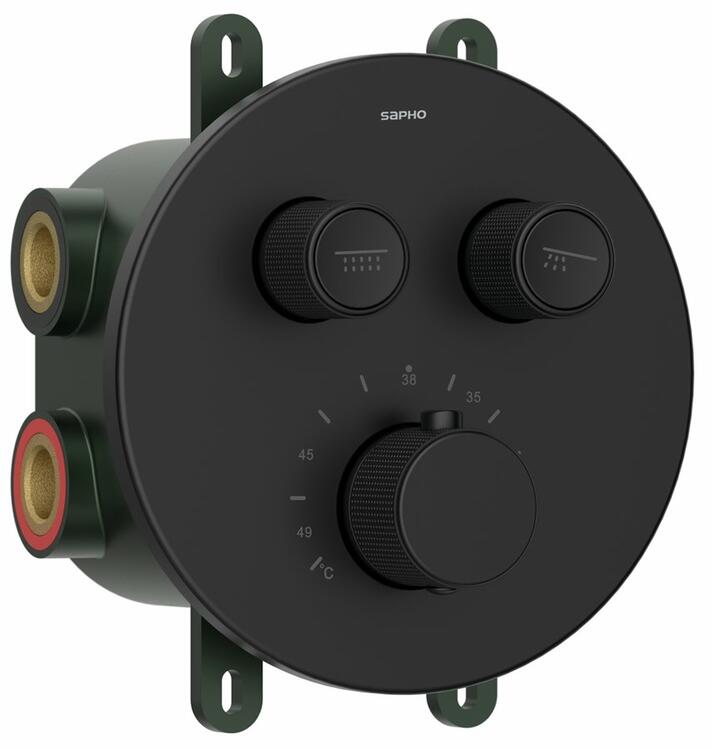 SMART SELECT podomítková sprchová termostatická baterie, box, 2 výstupy, černá mat