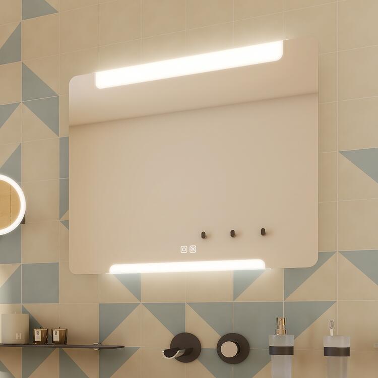 Bílé obdélníkové LED zrcadlo 100×70 cm – Nimco ZP 22004VX