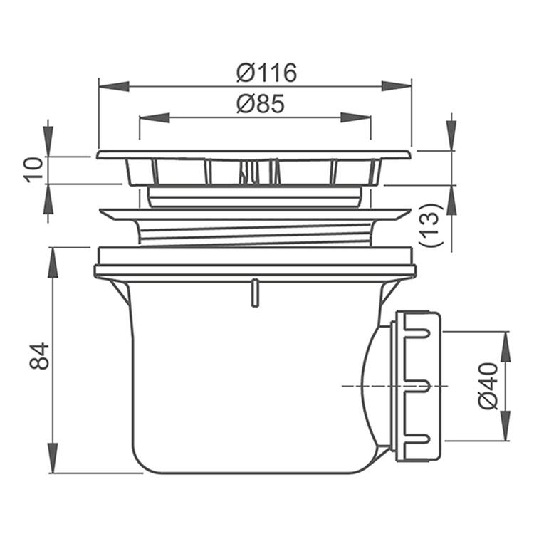 Vaničkový sifon Roth - CHROM PLAST Ø 90 - Roth 8100016