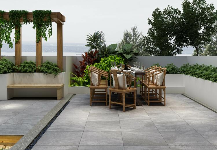 2cm dlažba na terasu imitace kamene Rasa Grey 60x60x2 cm 1. jakost