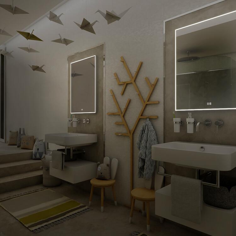Bílé obdélníkové zrcadlo s LED osvětlením 50×70 cm – Nimco ZP 13001VX