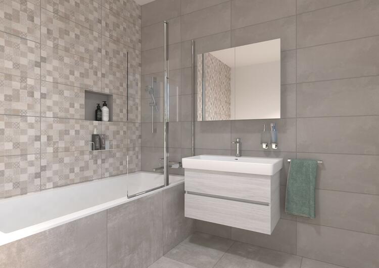 Obklad do koupelny nebo kuchyně v imitaci betonu Hermes Grey Square Decofon 30x60 cm 1. jakost