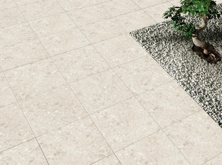 2cm dlažba na terasu imitace kamene Terrazzo Cream 60x60x2 cm 1. jakost