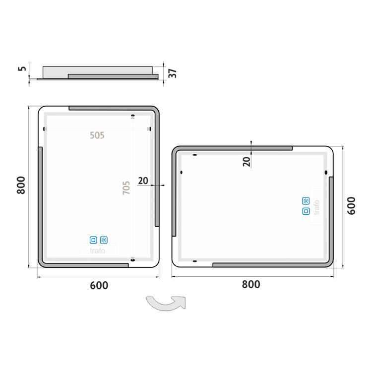 Bílé obdélníkové LED zrcadlo 60×80 cm  – Nimco ZP 15002VX