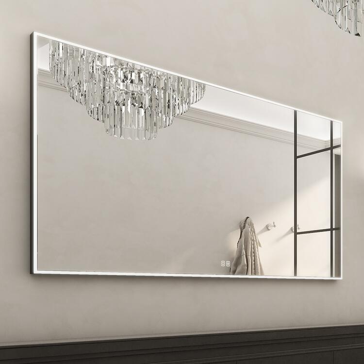 Černé obdélníkové zrcadlo s LED osvětlením 140×70 cm – Nimco  ZPC 13008VX-90