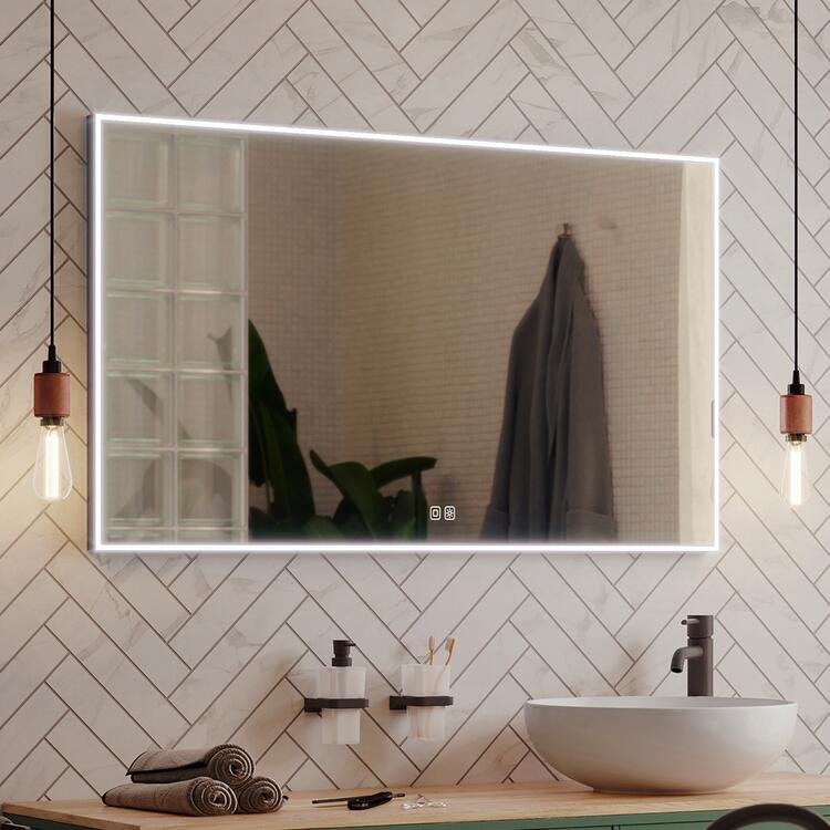 Černé obdélníkové LED zrcadlo s osvětlením 100×70 cm – Nimco  ZPC 13004VX-90