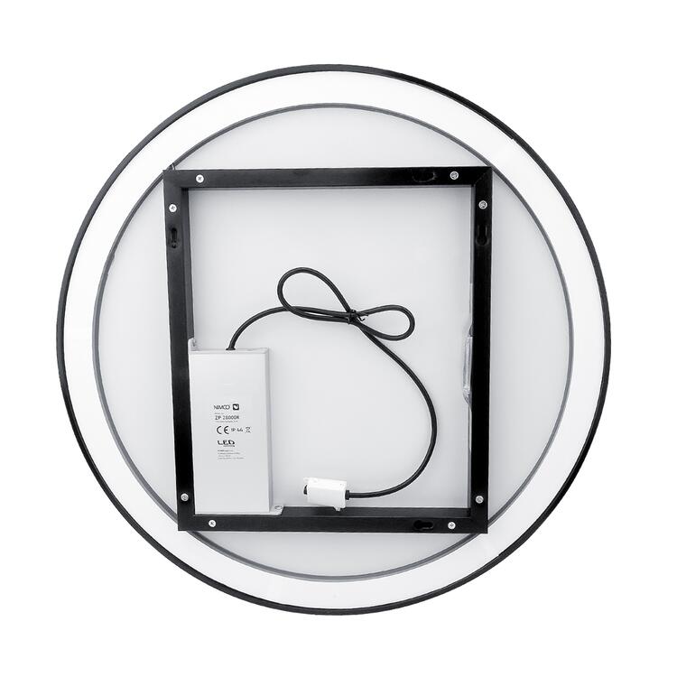 Kulaté LED zrcadlo 90 cm černé se dvěma dotykovými senzory – Nimco ZPC 28003RVX-90