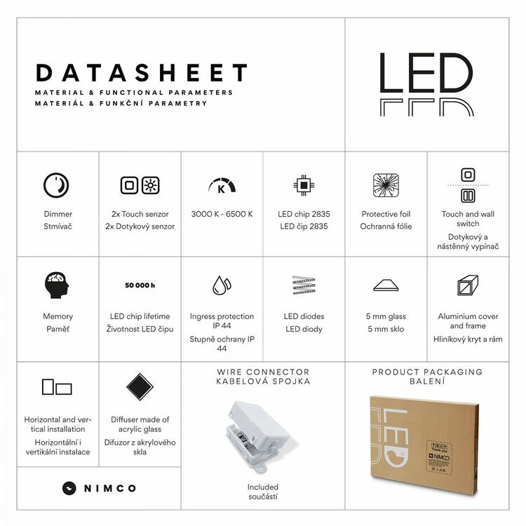 Kulaté LED zrcadlo 90 cm se dvěma dotykovými senzory – Nimco ZP 26003RVX