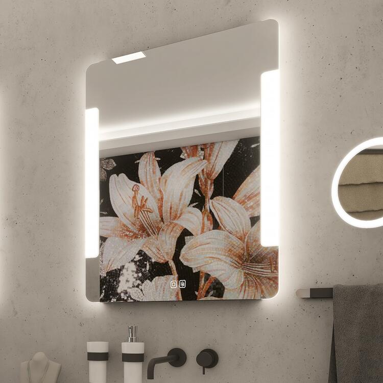Bílé obdélníkové LED zrcadlo 60×80 cm – Nimco ZP 18002VX