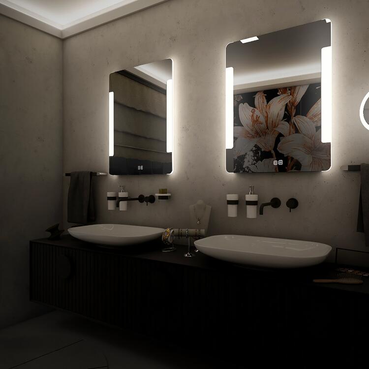 Bílé obdélníkové LED zrcadlo 60×80 cm – Nimco ZP 18002VX
