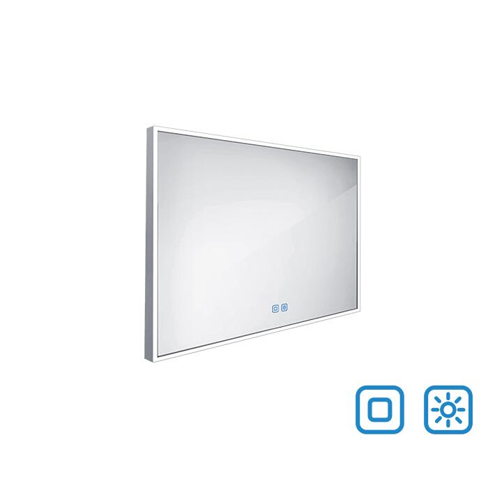Bílé obdélníkové LED zrcadlo s osvětlením 100×70 cm – Nimco ZP 13004VX