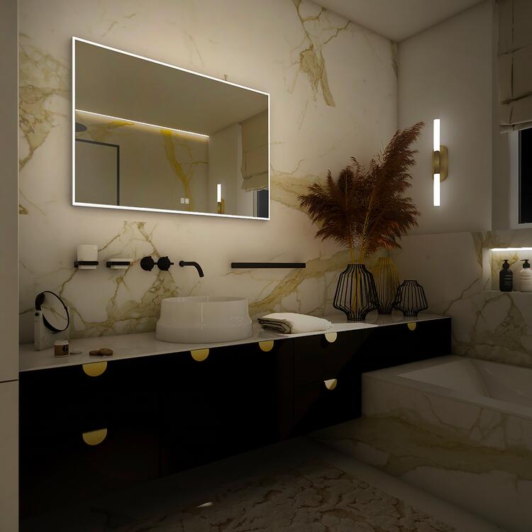 Bílé obdélníkové LED zrcadlo s osvětlením 100×70 cm – Nimco ZP 13004VX