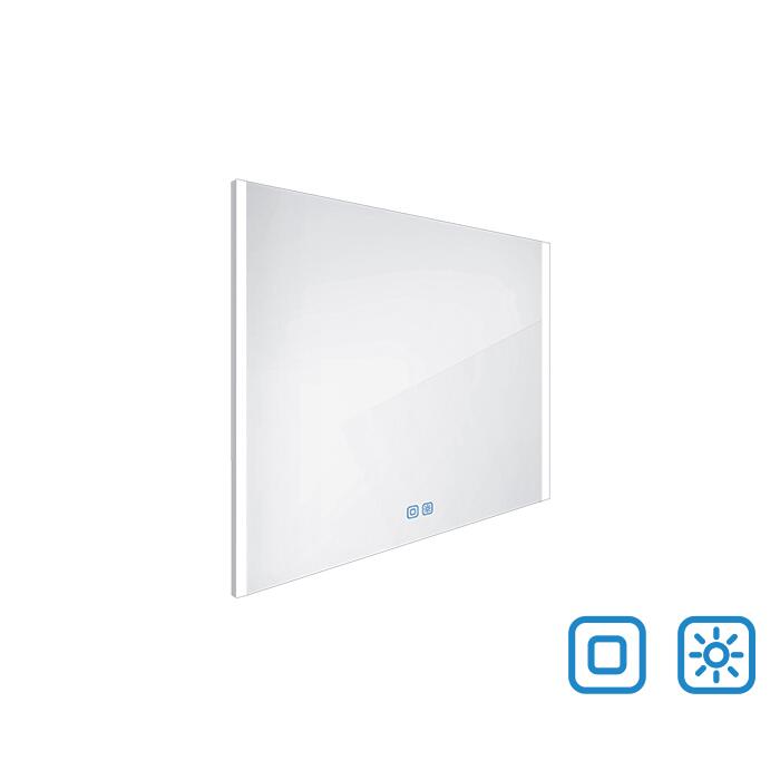 LED zrcadlo 800x700 se dvěma dotykovými senzory OBDELNÍKOVÁ - OSTRÉ ROHY