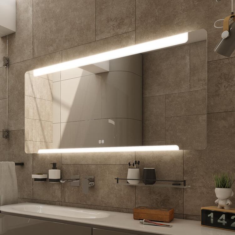 Bílé obdélníkové LED zrcadlo 140×70 cm – Nimco ZP 22008VX