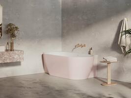 Vana Freedom Corner II Tec 175x86 L, volně stojící, Alabaster Pink/bílá, krytka odtoku bílá/černá/chrom | Více -