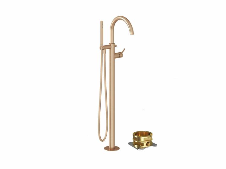 ES 080.60RGB.RB07G Vanová baterie do podlahy bez tělesa, se sprchovým setem, růžové zlato kartáčované