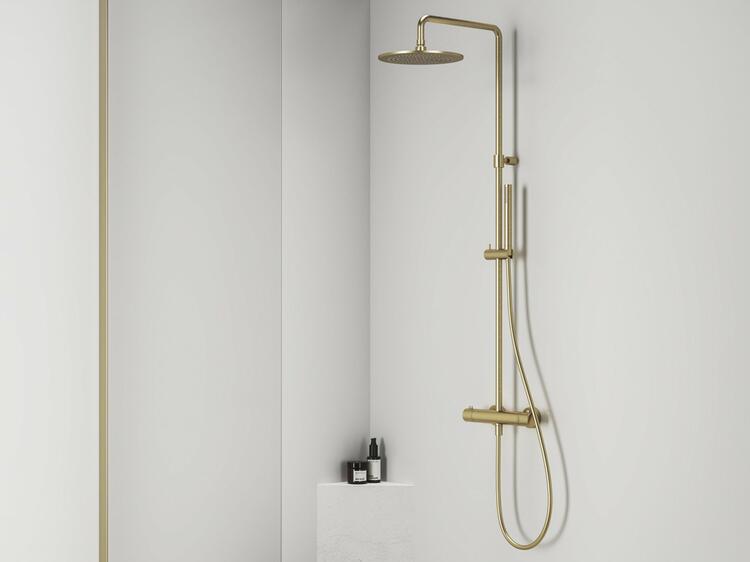 ES 091.60RGB Sprchový sloup s termostatickou baterií, posuvný, se sprchovým setem, růžové zlato kartáčované