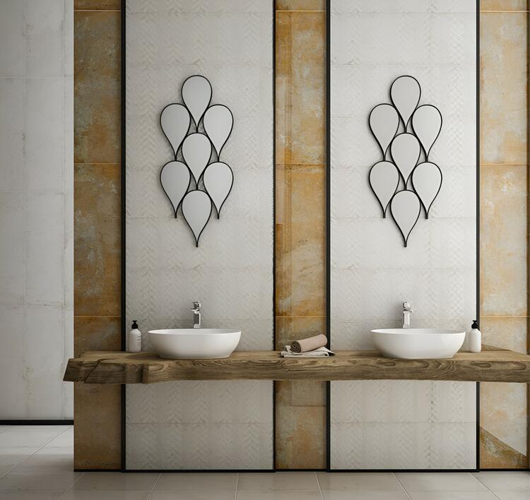Obklad do koupelny nebo kuchyně v imitaci betonu Venezia White Zigzag Decofon 30x90 cm 1. jakost
