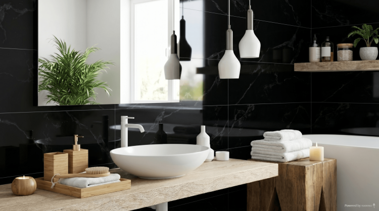 Obklad do koupelny nebo kuchyně v imitaci mramoru Paris Black 30x90 cm 1. jakost