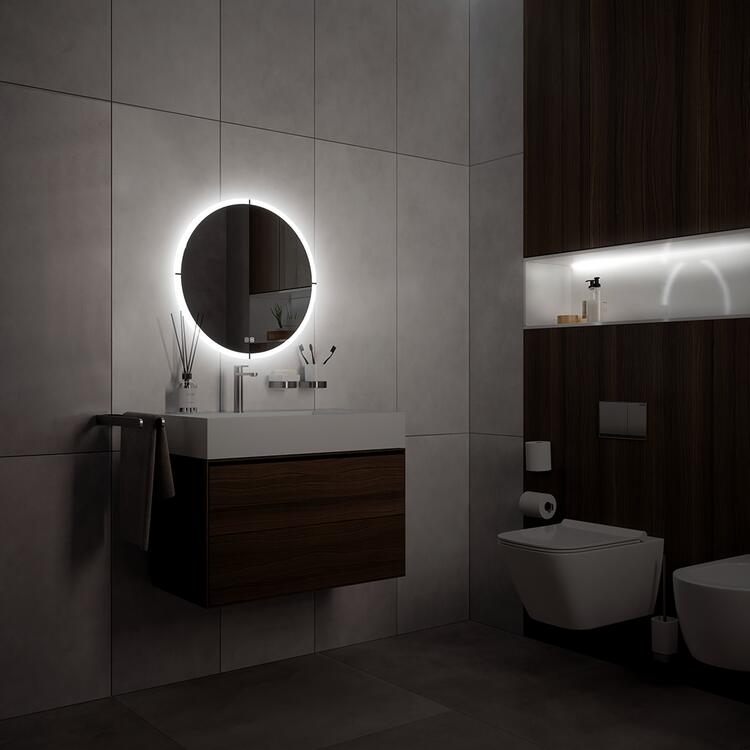 Kulaté LED zrcadlo 60 cm se dvěma dotykovými senzory – Nimco ZP 24000RVX