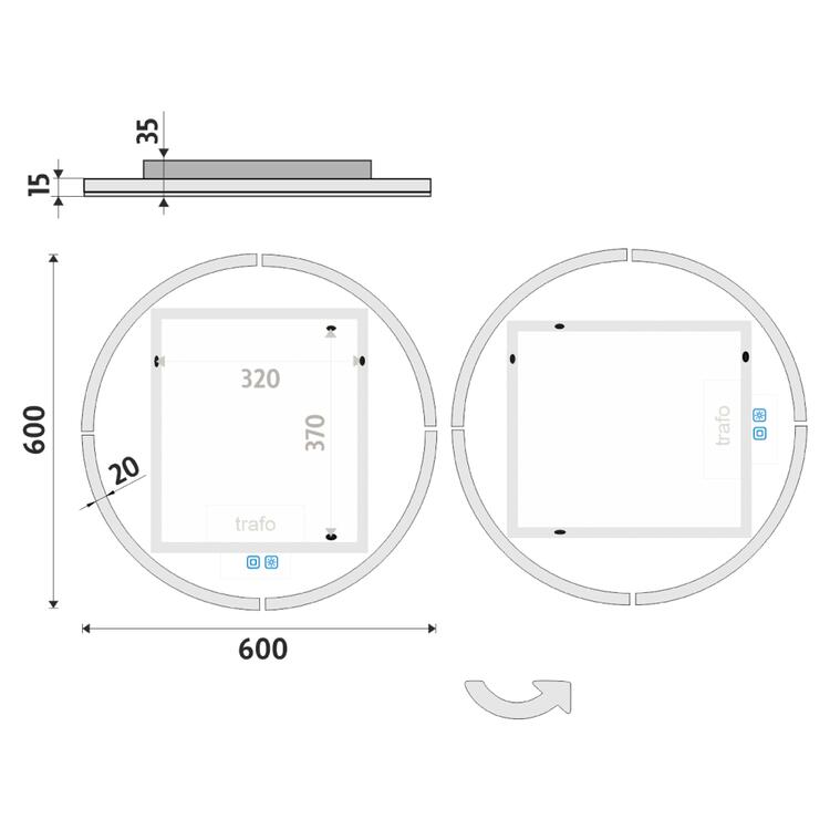 Kulaté LED zrcadlo 60 cm se dvěma dotykovými senzory – Nimco ZP 24000RVX