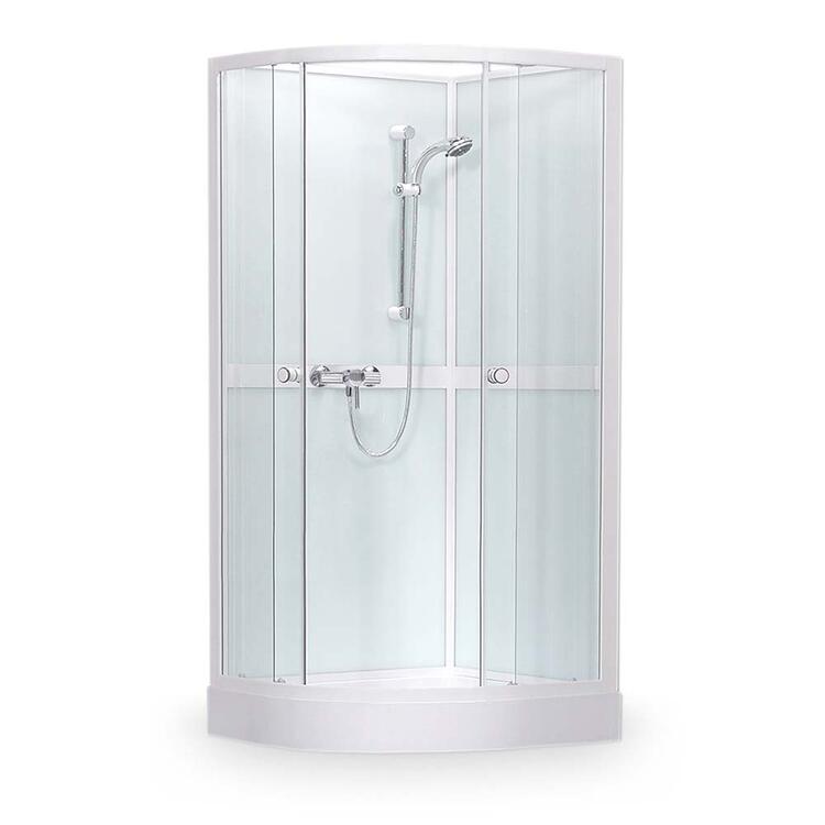 Čtvrtkruhový sprchový box Bílý+Transparent  – Roth SIMPLE - SANIPRO 4000249