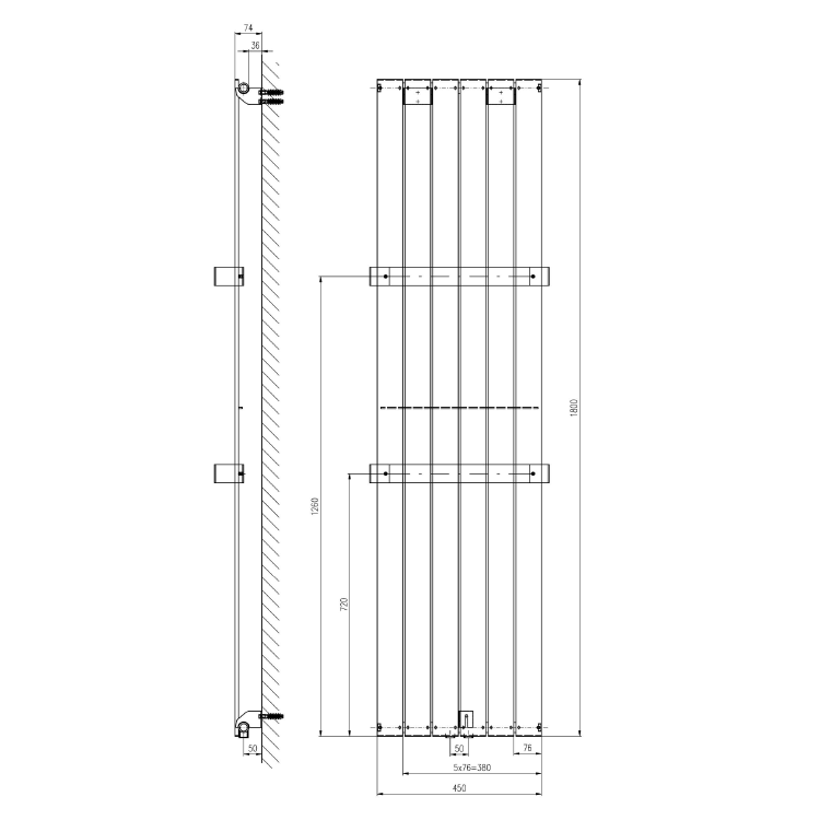 COLONNA otopné těleso 450x1800mm, břidlice s texturou