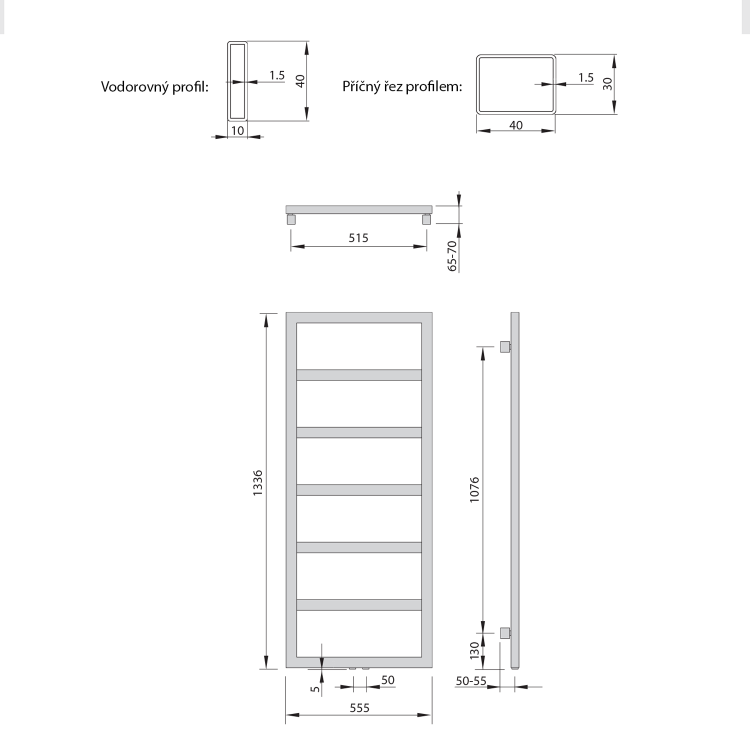 DENALI otopné těleso 550x1336 mm, antracit