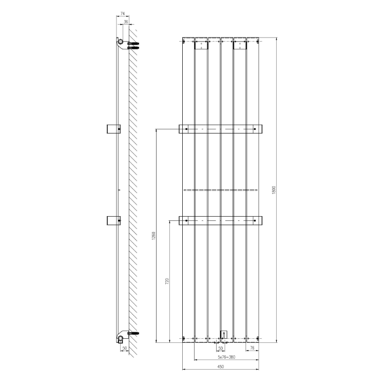 COLONNA otopné těleso 450x1800 mm, bílá
