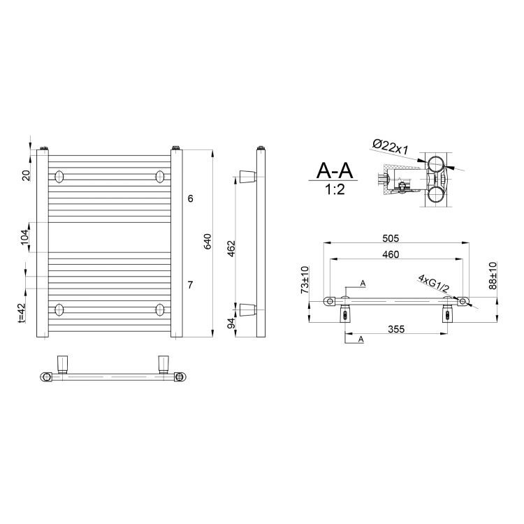 DIRECT otopné těleso s bočním připojením 500x640 mm, bílá
