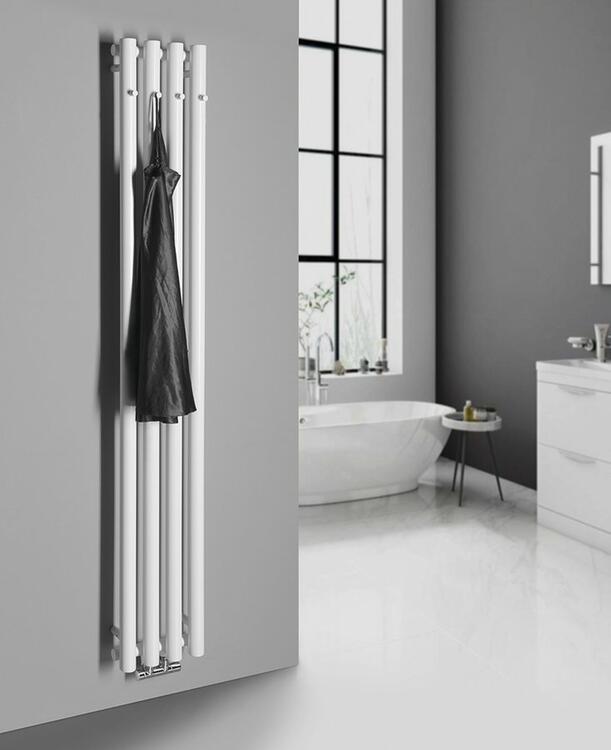PILON otopné těleso 270x1800mm, se čtyřmi háčky pro ručník, bílá mat