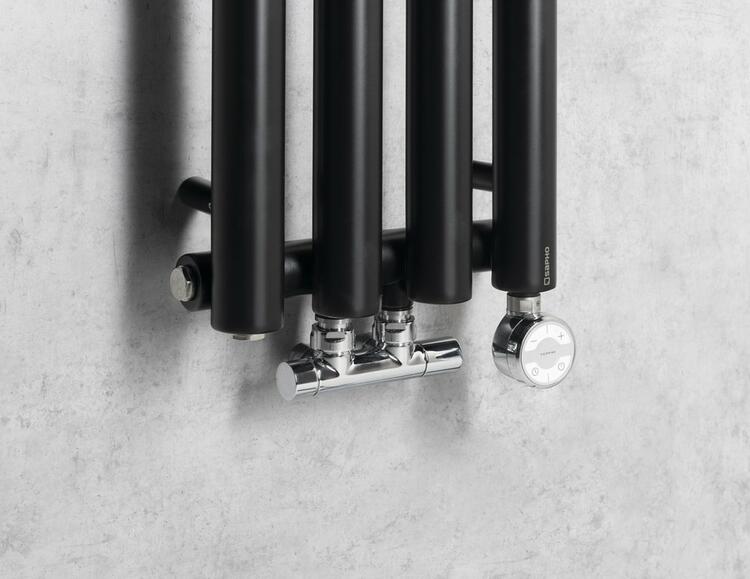 PILON otopné těleso 270x1800mm, se čtyřmi háčky pro ručník, černá mat