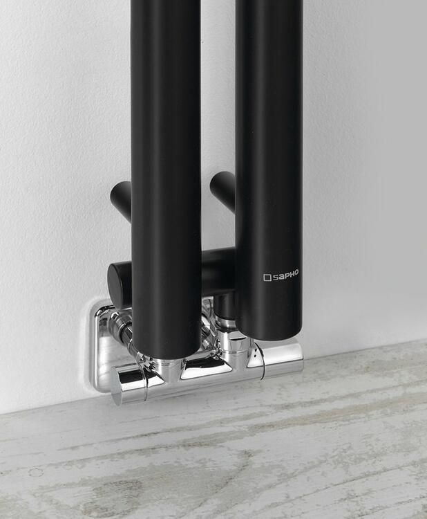 PILON otopné těleso 122x1800mm, se dvěma háčky pro ručník, černá mat