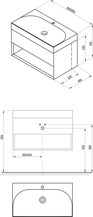 Koupelnová skříňka pod umyvadlo šedá - Ravak SD Lite 8592626090920