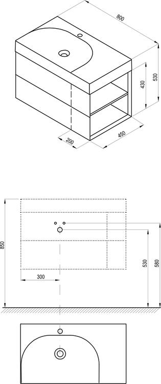 Koupelnová skříňka pod umyvadlo bílá - Ravak SD Lite 8592626091064