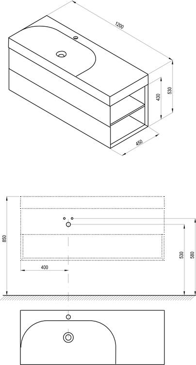 Koupelnová skříňka pod umyvadlo šedá - Ravak SD Lite 8592626091286