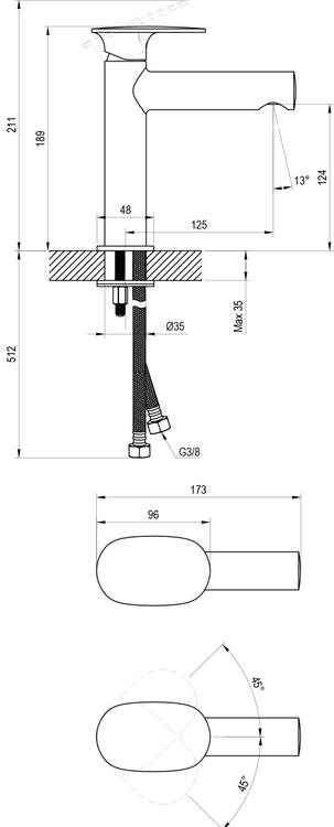 SG 012.10WHM Umyvadlová stojánková baterie 190 mm bez výpusti, bílá matná