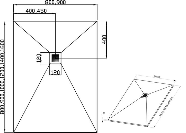 Vanička Slate Pro 100x80 černá matná